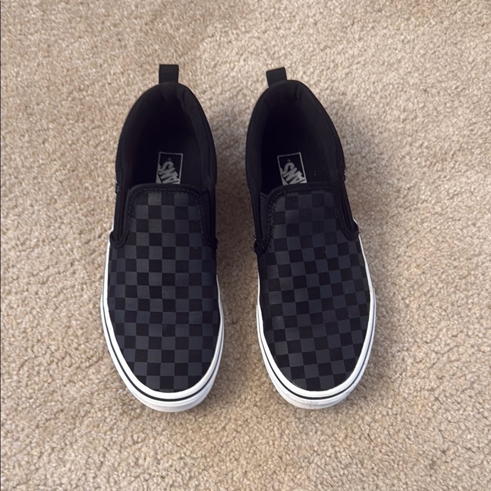 Vans Kids Black Checkered Slip-On Shoes